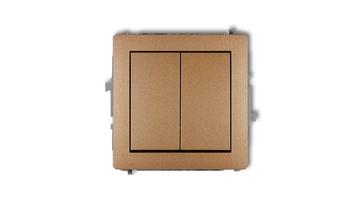 DECO Mechanizm łącznika podwójnego schodowego (dwa klawisze bez piktogramów) złoty metalik 8DWP-33.1