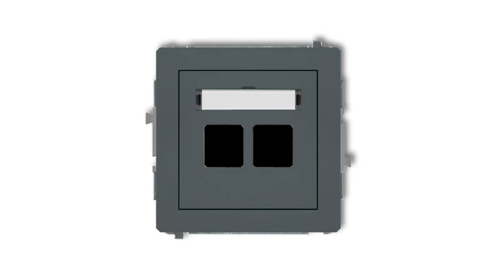 DECO Mechanizm gniazda multimedialnego podwójnego bez modułu (standard Keystone) grafitowy mat 28DGM-2P