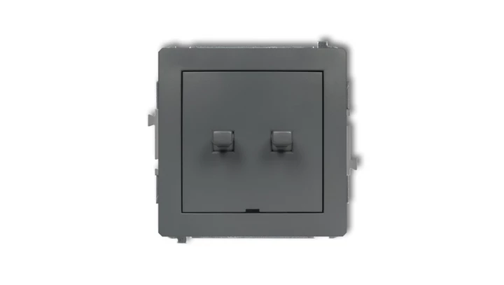 DECO Mechanizm łącznika jednobiegunowego ze schodowym w stylu amerykańskim (dwa klawisze bez piktogramów, osobne zasilanie) graf