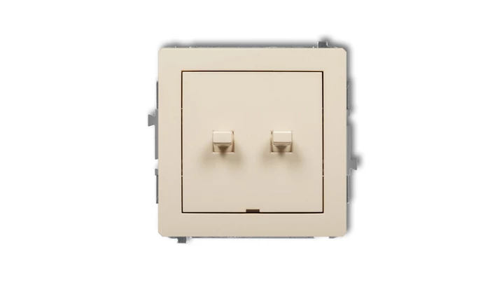 DECO Mechanizm łącznika jednobiegunowego ze schodowym w stylu amerykańskim (dwa klawisze bez piktogramów, osobne zasilanie) beżo