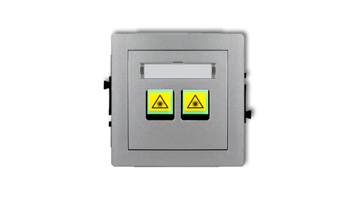 DECO Mechanizm gniazda światłowodowego/optycznego podwójnego srebrny metalik 7DGOP-2