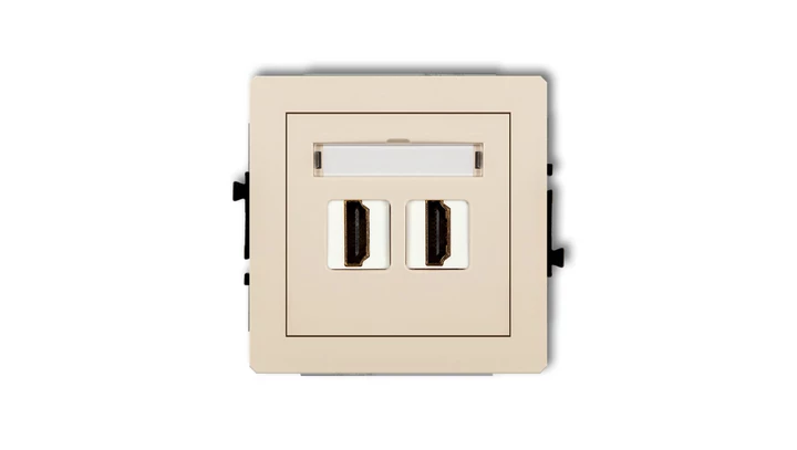 DECO Mechanizm gniazda podwójnego HDMI 2.0 beżowy 1DHDMI-4