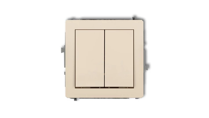 DECO Mechanizm łącznika jednobiegunowego ze schodowym (dwa klawisze bez piktogramów, osobne zasilanie) beżowy 1DWP-10.21