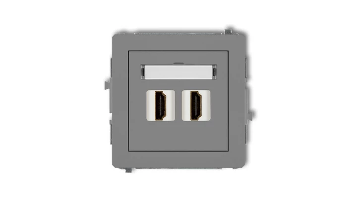 DECO Mechanizm gniazda podwójnego HDMI 2.0 szary mat 27DHDMI-4