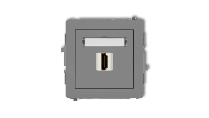 DECO Mechanizm gniazda pojedynczego HDMI 2.0 szary mat 27DHDMI-3