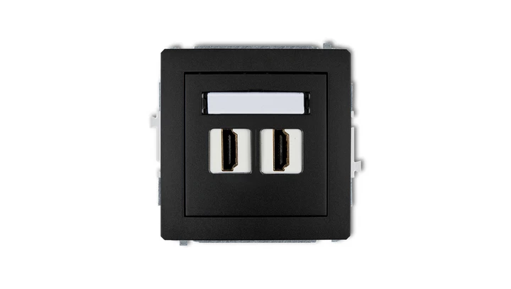 DECO Mechanizm gniazda podwójnego HDMI 2.0 czarny mat 12DHDMI-4