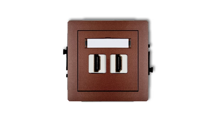 DECO Mechanizm gniazda podwójnego HDMI 2.0 brązowy metalik 9DHDMI-4