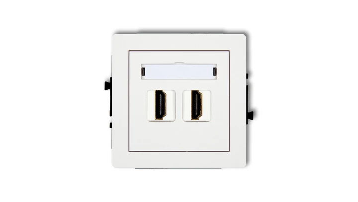 DECO Mechanizm gniazda podwójnego HDMI 2.0 biały DHDMI-4