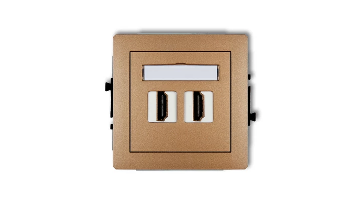 DECO Mechanizm gniazda podwójnego HDMI 2.0 złoty metalik 8DHDMI-4