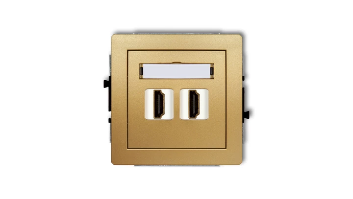 DECO Mechanizm gniazda podwójnego HDMI 2.0 złoty 29DHDMI-4