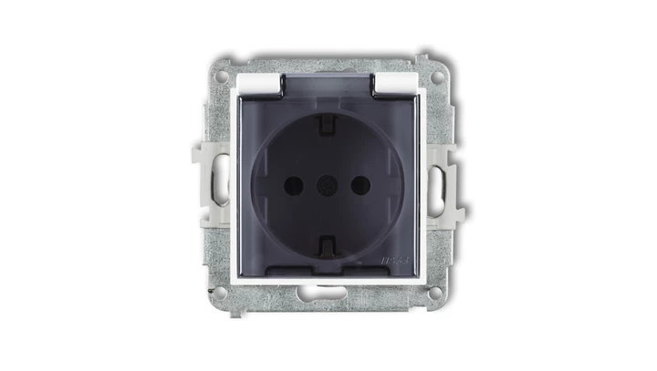 Mechanizm gniazda bryzgoszczelnego z uziemieniem SCHUKO 2P+Z (klapka dymna, przesłony torów prądowych) MGPB-1sdp