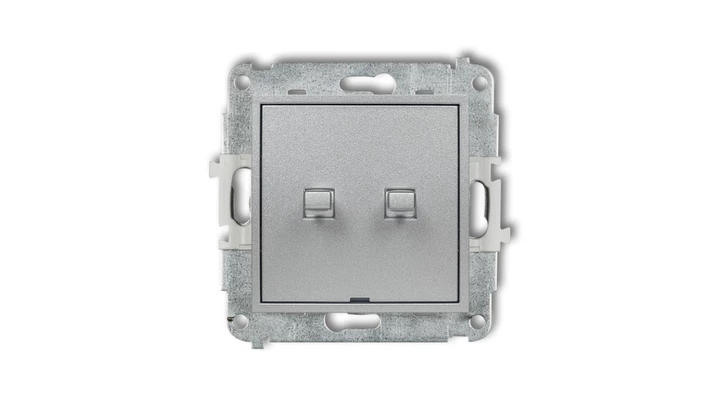 MINI Mechanizm łącznika podwójnego schodowego w stylu amerykańskim (dwa klawisze bez piktogramów) srebrny metalik 7MWPUS-33.1