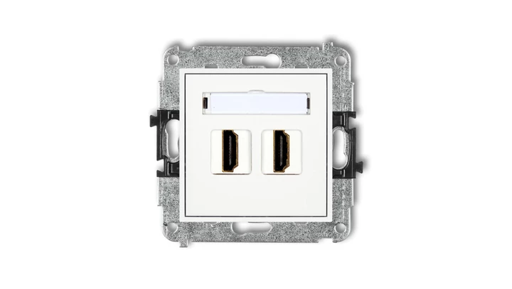 MINI Mechanizm gniazda podwójnego HDMI 2.0 biały MHDMI-4