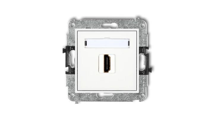 MINI Mechanizm gniazda pojedynczego HDMI 2.0 biały MHDMI-3
