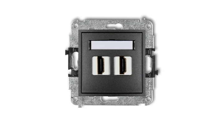 MINI Mechanizm gniazda podwójnego HDMI 2.0 grafitowy 11MHDMI-4