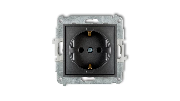 MINI Mechanizm gniazda pojedynczego z uziemieniem SCHUKO 2P+Z (przesłony torów prądowych) grafitowy 11MGP-1sp