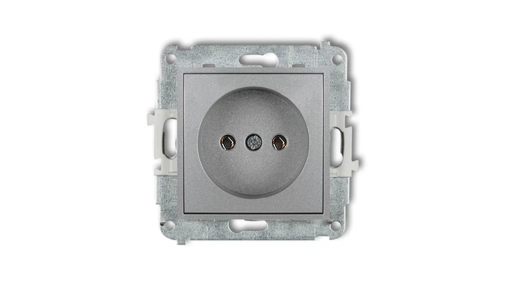 MINI Mechanizm gniazda pojedynczego bez uziemienia 2P (bez przesłon torów prądowych) srebrny metalik 7MGP-1