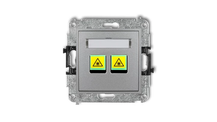 MINI Mechanizm gniazda światłowodowego/optycznego podwójnego srebrny metalik 7MGOP-2