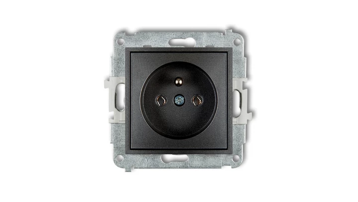 MINI Mechanizm gniazda pojedynczego z uziemieniem 2P+Z (bez przesłon torów prądowych) grafitowy 11MGP-1z