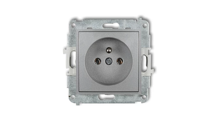 MINI Mechanizm gniazda pojedynczego z uziemieniem 2P+Z (bez przesłon torów prądowych) srebrny metalik 7MGP-1z