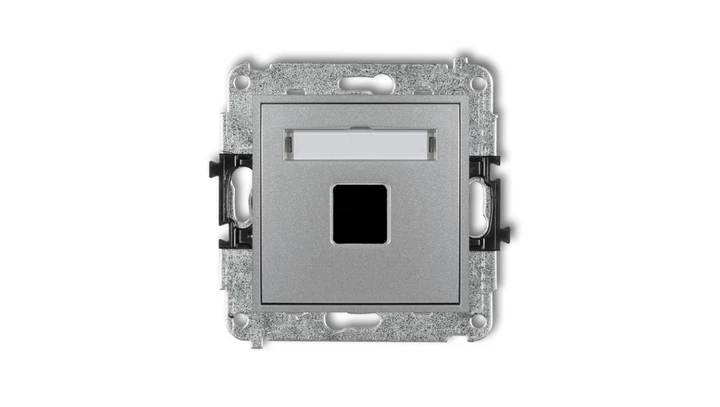 MINI Mechanizm gniazda multimedialnego pojedynczego bez modułu (standard Keystone) srebrny metalik 7MGM-1P