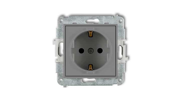Mechanizm gniazda pojedynczego z uziemieniem SCHUKO 2P+Z (przesłony torów prądowych) szary mat 27MGP-1sp