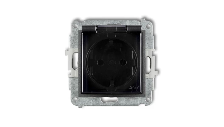 Mechanizm gniazda bryzgoszczelnego z uziemieniem SCHUKO 2P+Z (klapka dymna, przesłony torów prądowych) 11MGPB-1sdp