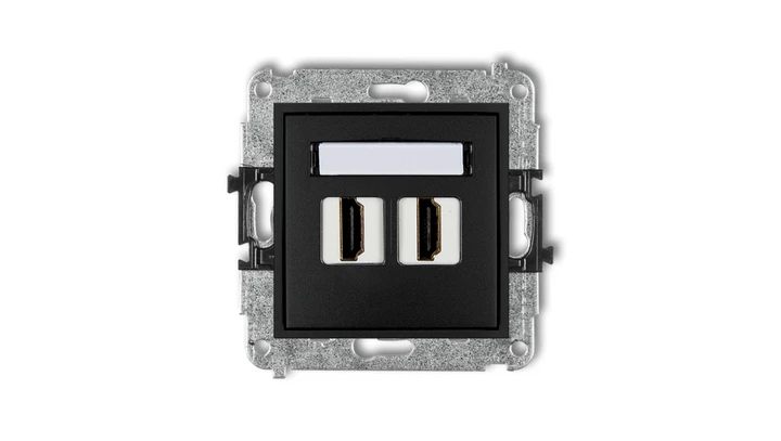 MINI Mechanizm gniazda podwójnego HDMI 2.0 czarny mat 12MHDMI-4