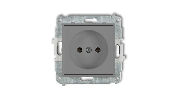MINI Mechanizm gniazda pojedynczego bez uziemienia 2P (bez przesłon torów prądowych) szary mat 27MGP-1