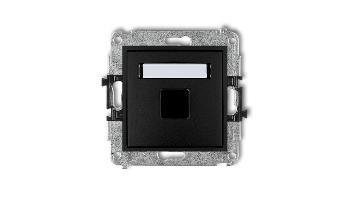 MINI Mechanizm gniazda multimedialnego pojedynczego bez modułu (standard Keystone) czarny mat 12MGM-1P
