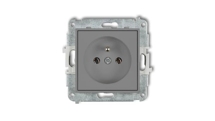 MINI Mechanizm gniazda pojedynczego z uziemieniem 2P+Z (bez przesłon torów prądowych) szary mat 27MGP-1z