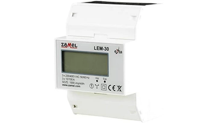 Licznik energii elektrycznej 3-fazowy LCD 100 A 4-MOD LEM-30 EXT10000235