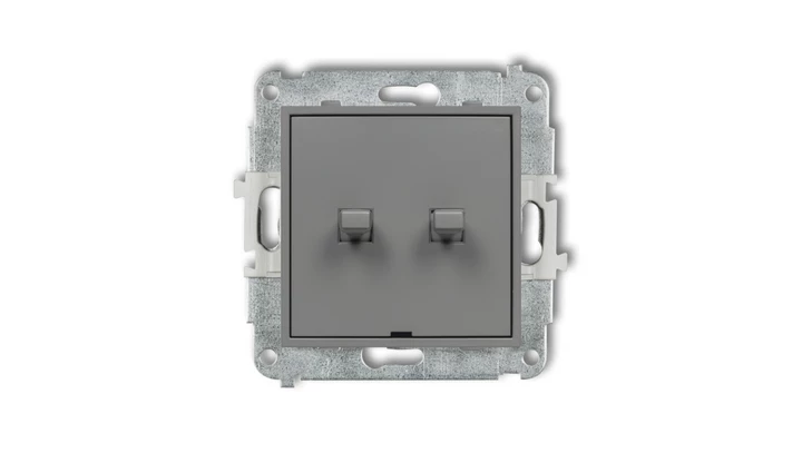 MINI Mechanizm łącznika podwójnego schodowego w stylu amerykańskim (dwa klawisze bez piktogramów) szary mat 27MWPUS-33.1