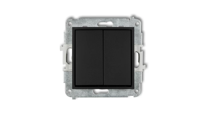 MINI Mechanizm łącznika żaluzjowego z podtrzymaniem (dwa klawisze bez piktogramów) czarny mat 12MWP-88.1