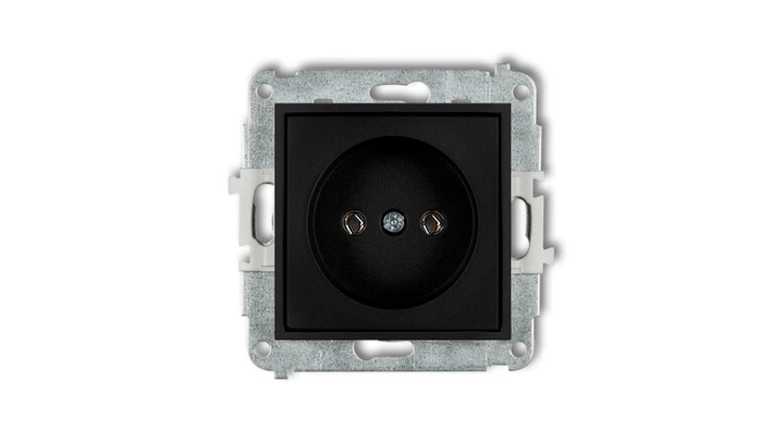 MINI Mechanizm gniazda pojedynczego bez uziemienia 2P (bez przesłon torów prądowych) czarny mat 12MGP-1
