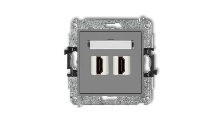 MINI Mechanizm gniazda podwójnego HDMI 2.0 szary mat 27MHDMI-4