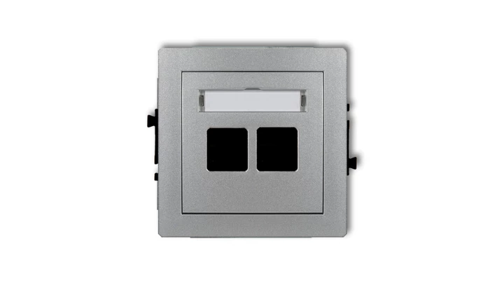 DECO Mechanizm gniazda komputerowego podwójnego bez modułu srebrny metalik 7DGM-2p PT-GN-DE-80-07-ND-00
