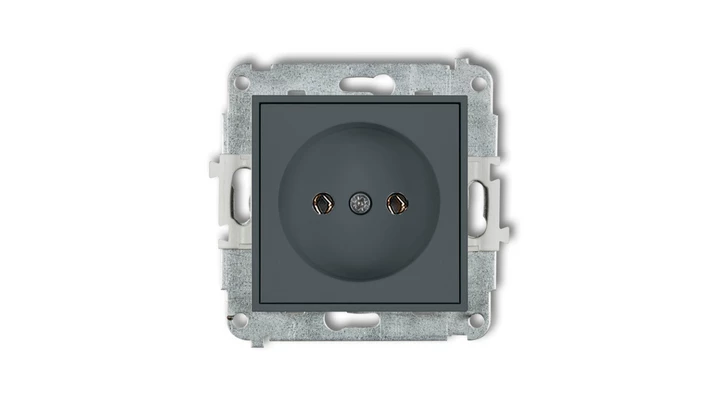 MINI Mechanizm gniazda pojedynczego bez uziemienia 2P (bez przesłon torów prądowych) grafitowy mat 28MGP-1