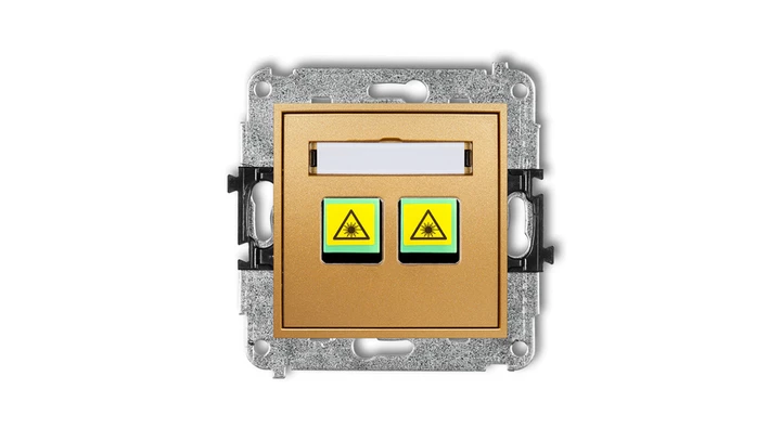 MINI Mechanizm gniazda światłowodowego/optycznego podwójnego złoty 29MGOP-2