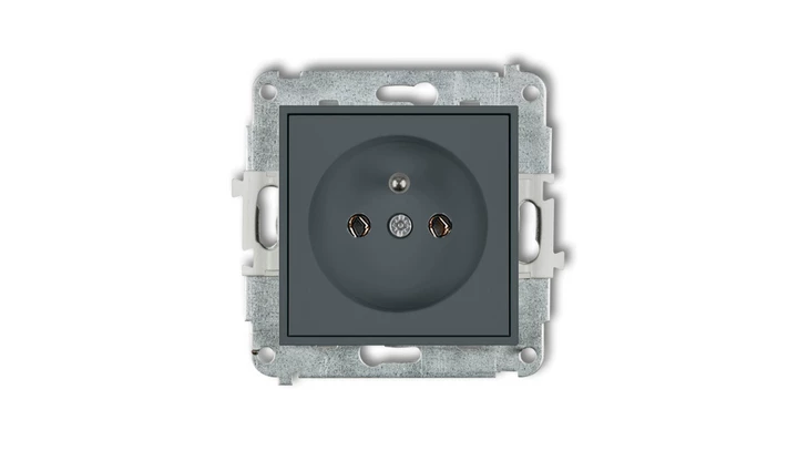 MINI Mechanizm gniazda pojedynczego z uziemieniem 2P+Z (bez przesłon torów prądowych) grafitowy mat 28MGP-1z