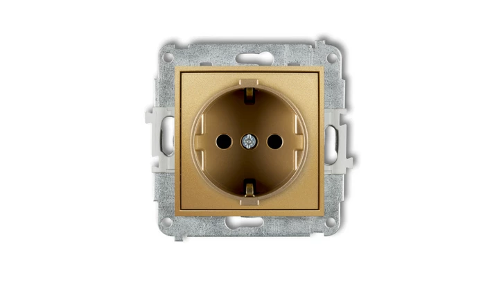 MINI Mechanizm gniazda pojedynczego z uziemieniem SCHUKO 2P+Z (przesłony torów prądowych) złoty 29MGP-1sp