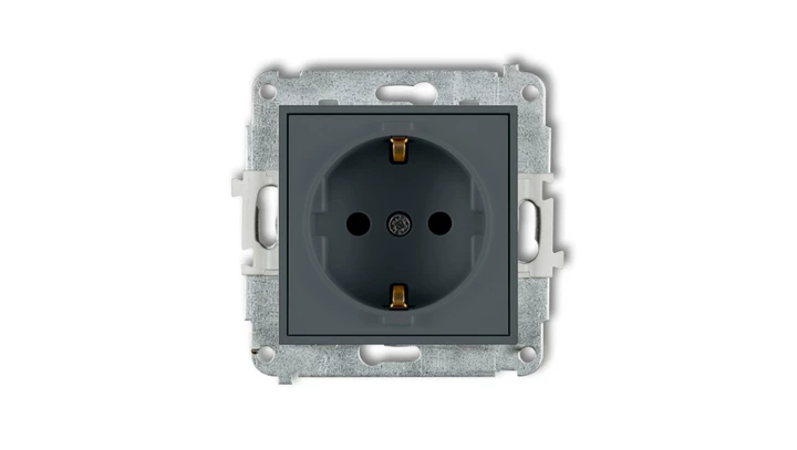 MINI Mechanizm gniazda pojedynczego z uziemieniem SCHUKO 2P+Z (przesłony torów prądowych) grafitowy mat 28MGP-1sp