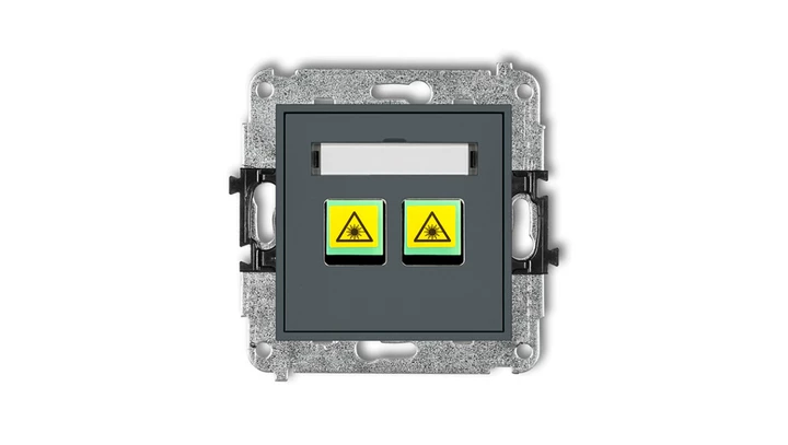 MINI Mechanizm gniazda multimedialnego podwójnego bez modułu (standard Keystone) grafitowy mat 28MGM-2P