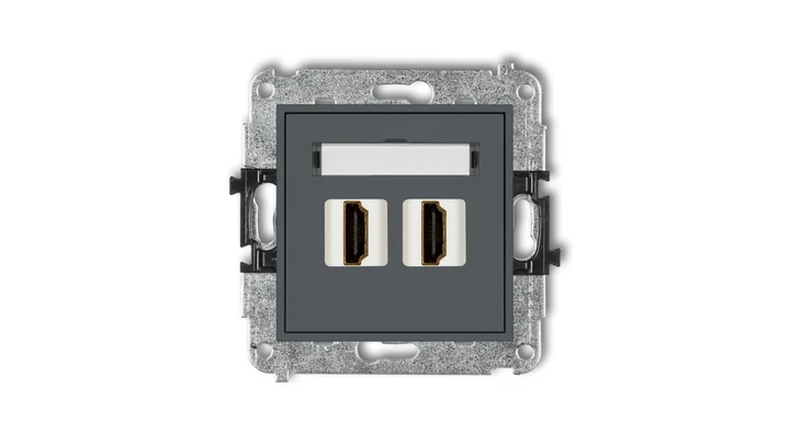 MINI Mechanizm gniazda podwójnego HDMI 2.0 grafitowy mat 28MHDMI-4