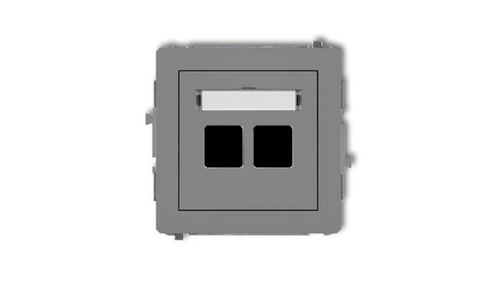 DECO Mechanizm gniazda komputerowego podwójnego bez modułu szary mat 27DGK-2p PT-GN-DE-80-27-ND-00