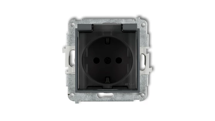 Mechanizm gniazda bryzgoszczelnego z uziemieniem SCHUKO 2P+Z (klapka dymna, przesłony torów prądowych) 28MGPB-1sdp
