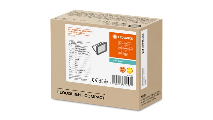 Projektor LED FLOOD COMPACT V 10W 830 SYM 100 BK 4058075574557