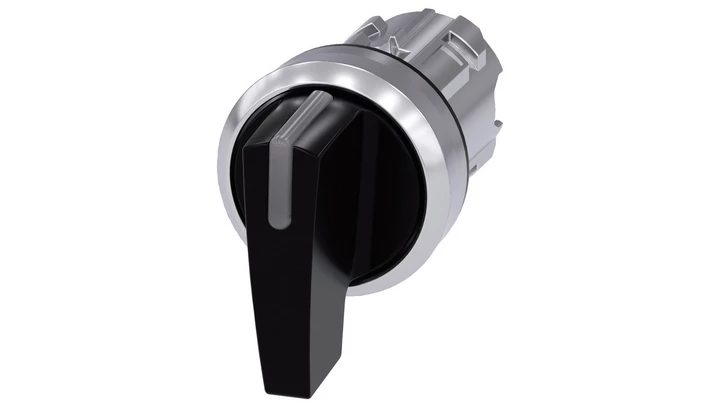 Przełącznik długie pióro 3 pozycyjny 22mm bez samopowrotu możl podświetlenie czarny metal SIRIUS ACT 3SU1052-2CL10-0AA0