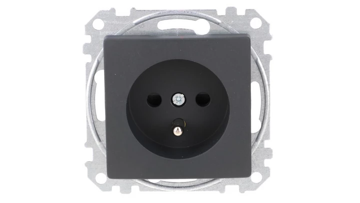 Gniazdo zasilające 2P+PE z przesł torów pr zaciski bezg, czarny antracyt, Sedna Design i Elements SDD114012