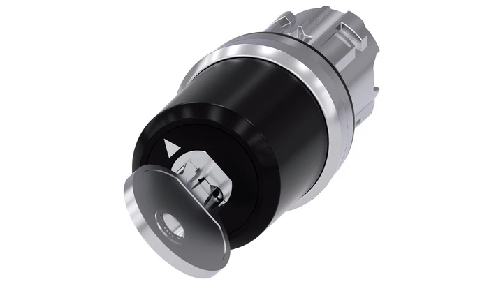 Przełącznik z kluczem BKS 22mm okrągły metal nr E7 (VW) bez klucza 2 poz. O-i monost. kąt zał. 90st. 3SU1050-5SF11-0AA0